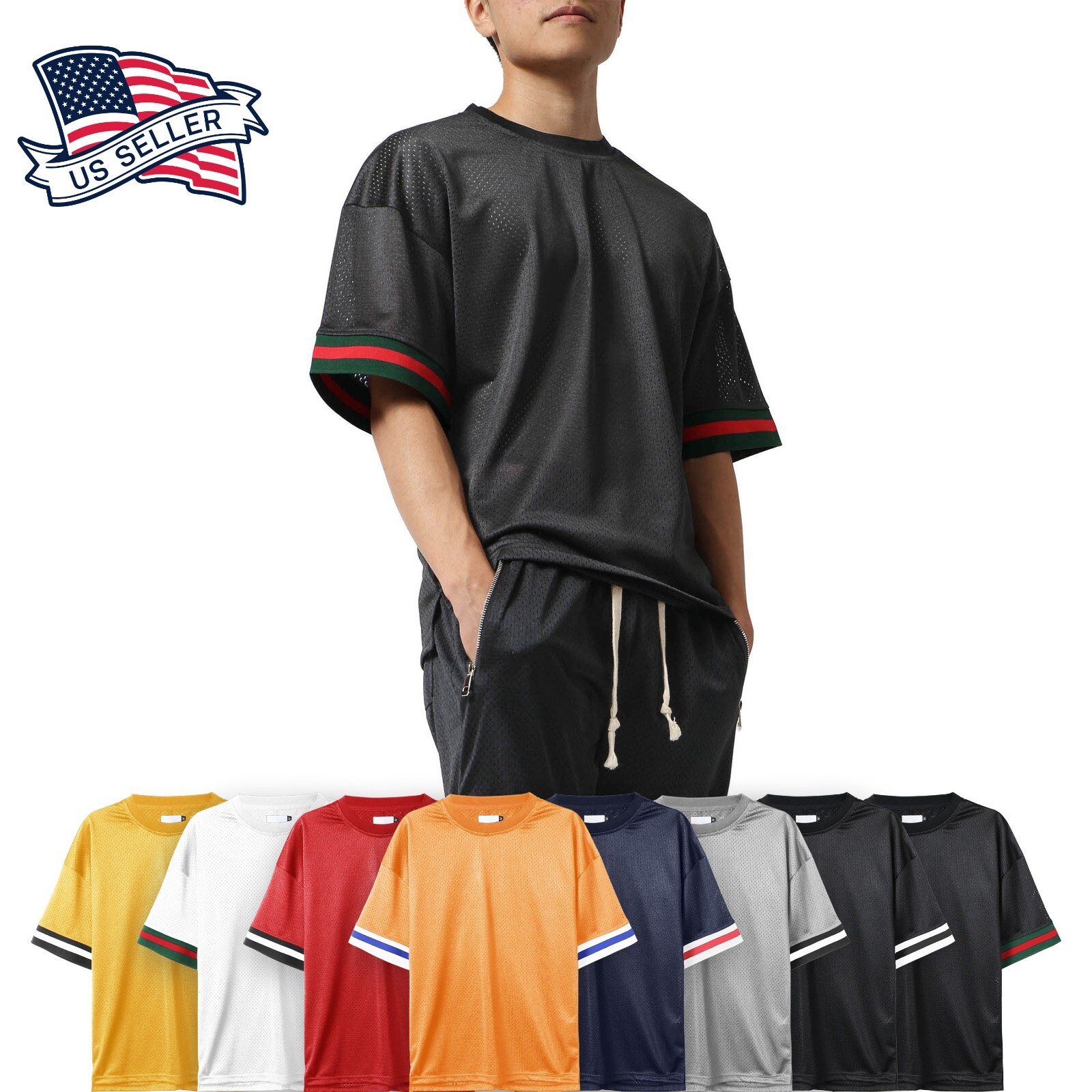 Mens Lightweight T Shirts MESH Tee Sport Basketball Soccer Fashion Short Sleeve