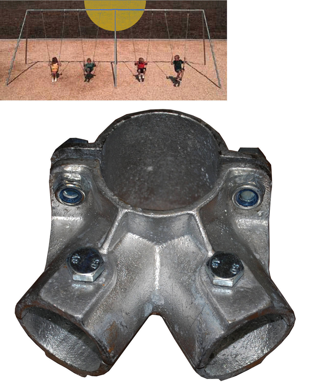 Pipe Swing Set frame Hanger 2 3/8" Pipe Swing Frame Center Playground Hardware 1