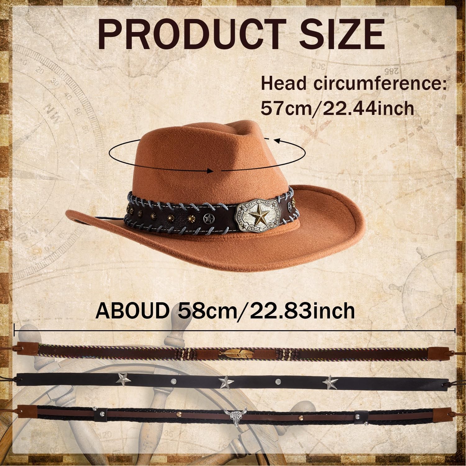 12 Pcs Hat Bands Leather Turquoise Beaded for Cowboy Hats | Western Style
