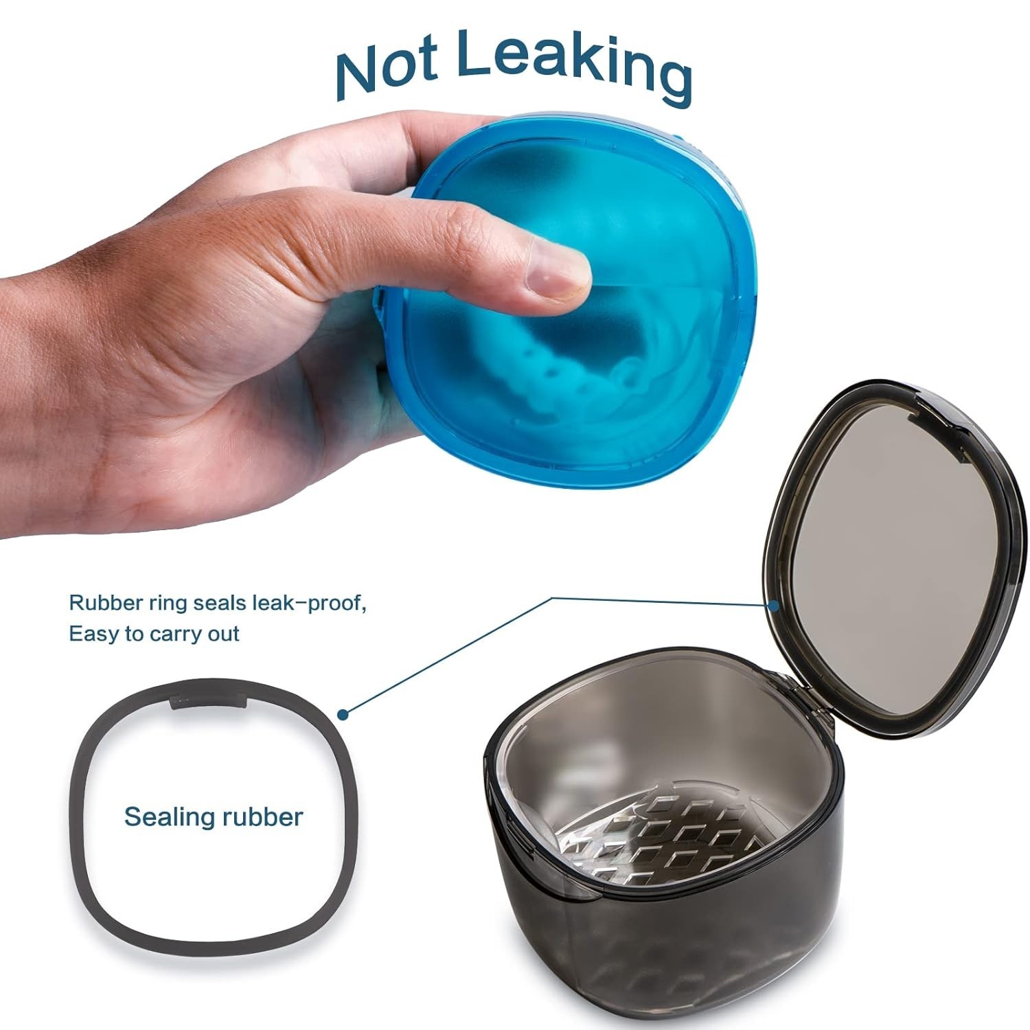 Upgraded Transparent Grey Denture & Retainer Cleaning Case