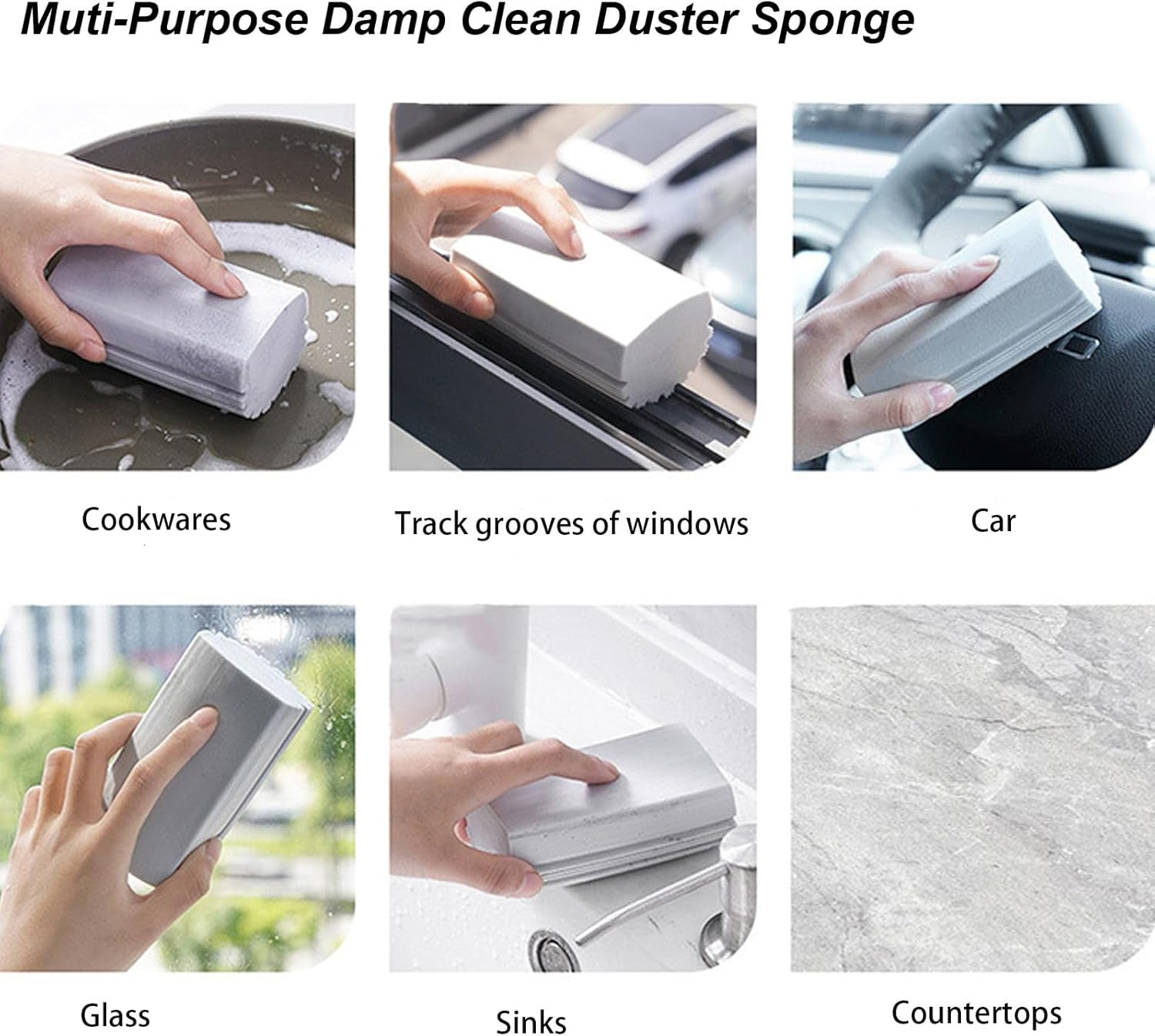 Damp Clean Duster Sponge 4 Pack Household Cleaning Sponges Reusable Dusting