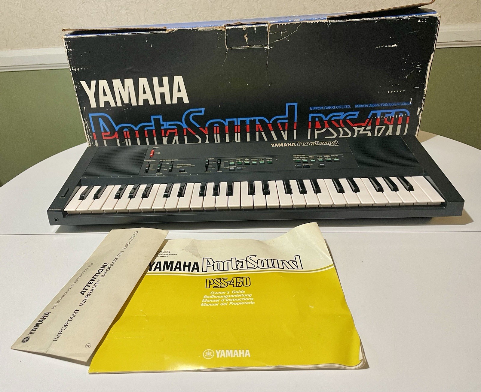 Yamaha PortaSound PSS-450 FM Synth Keyboard Box Manual PARTS/REPAIR Tempo Fault