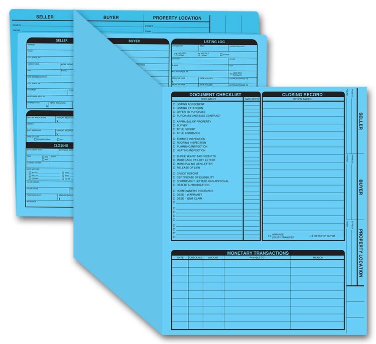 275B.1 Real Estate Folder Right Panel List Letter Size BLUE 11 3/4 x 9 5/8"  QTY