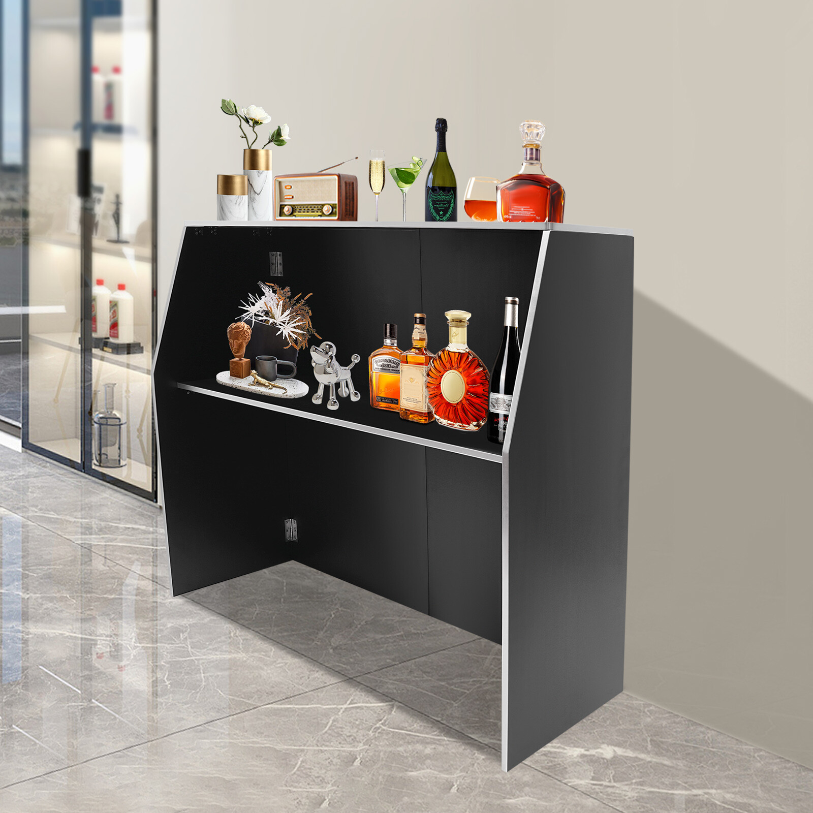 Double Layer Bar Prep Table Set - Mobile Bartender Station for Events