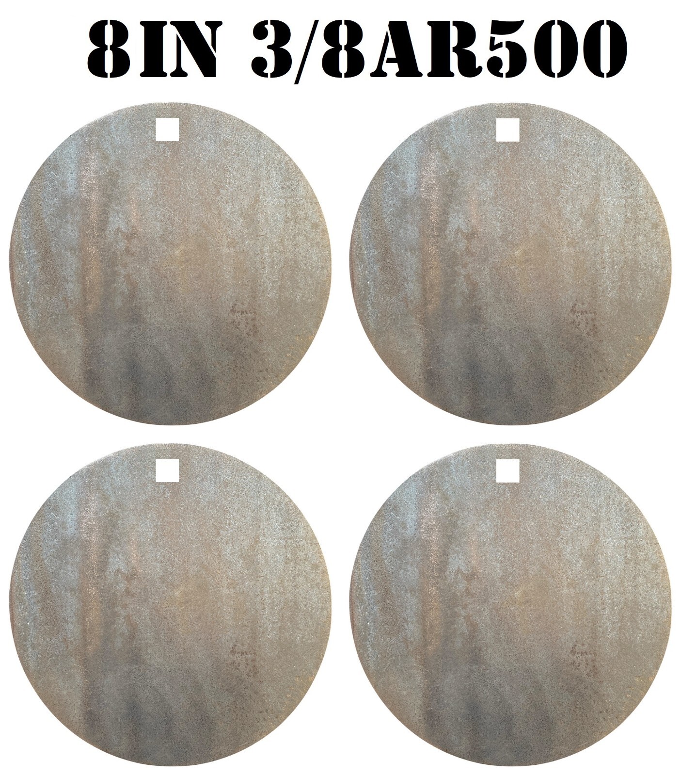 3/8" AR500 Hardened 8" Metal Steel Shooting Range Rifle/Pistol Target Gongs 4pc