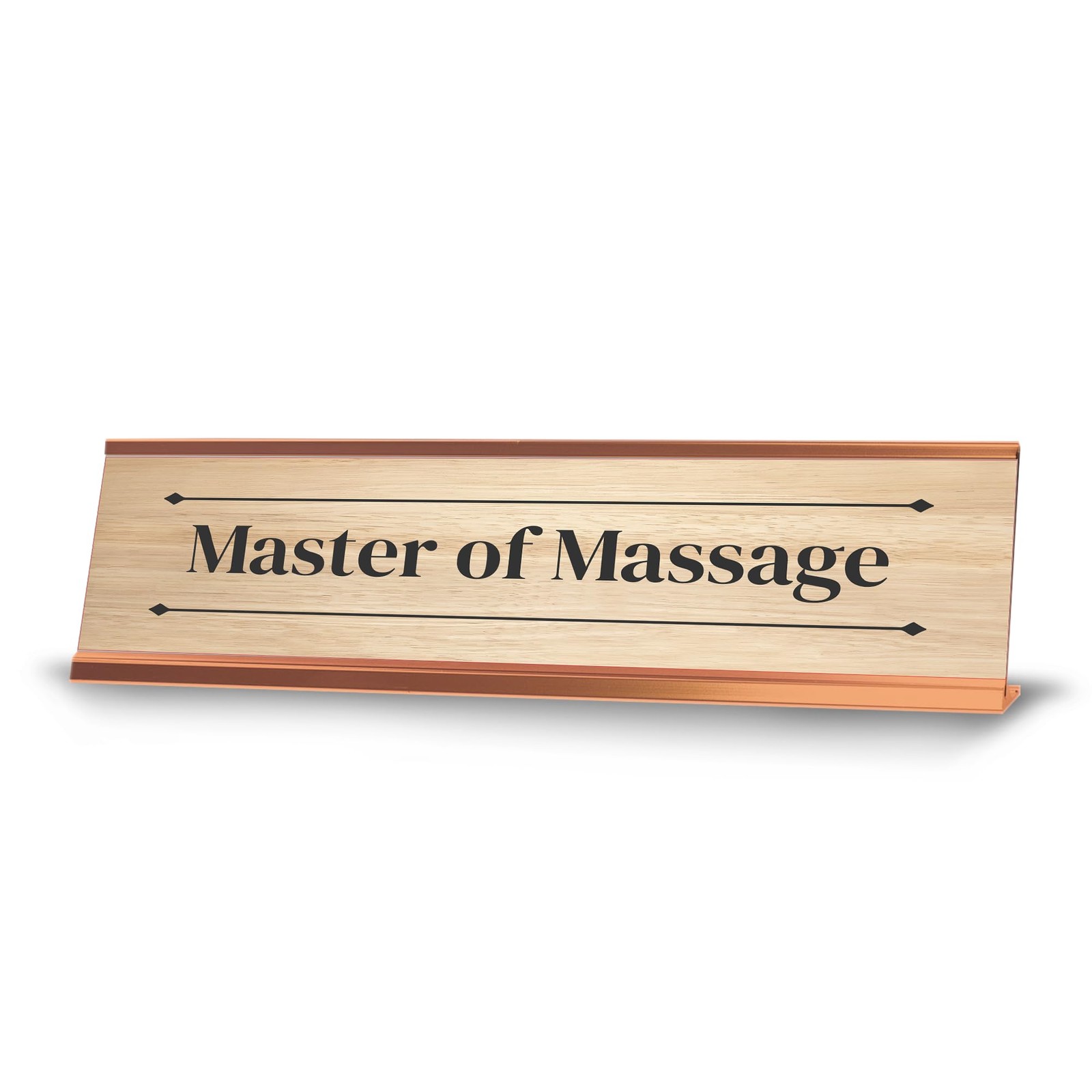 Master of Massage Rose Gold Frame Desk Sign (2x8") Novelty Workplace and Home
