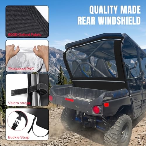 TERYX Soft Rear Windshield, Back Dust Panel UTV Rear Window Compatible with