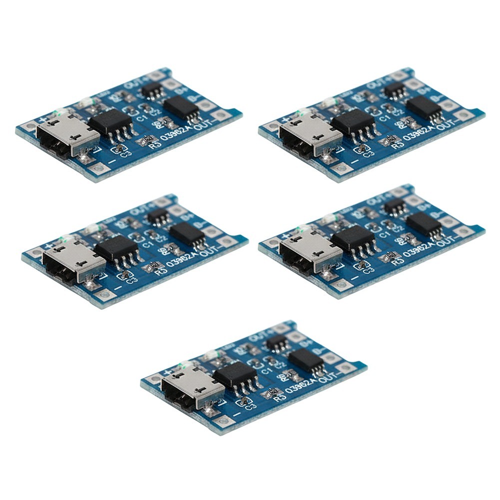 5 Pack Lithium Charger Board Modules USB 5V 1A with Battery Charging Indicator
