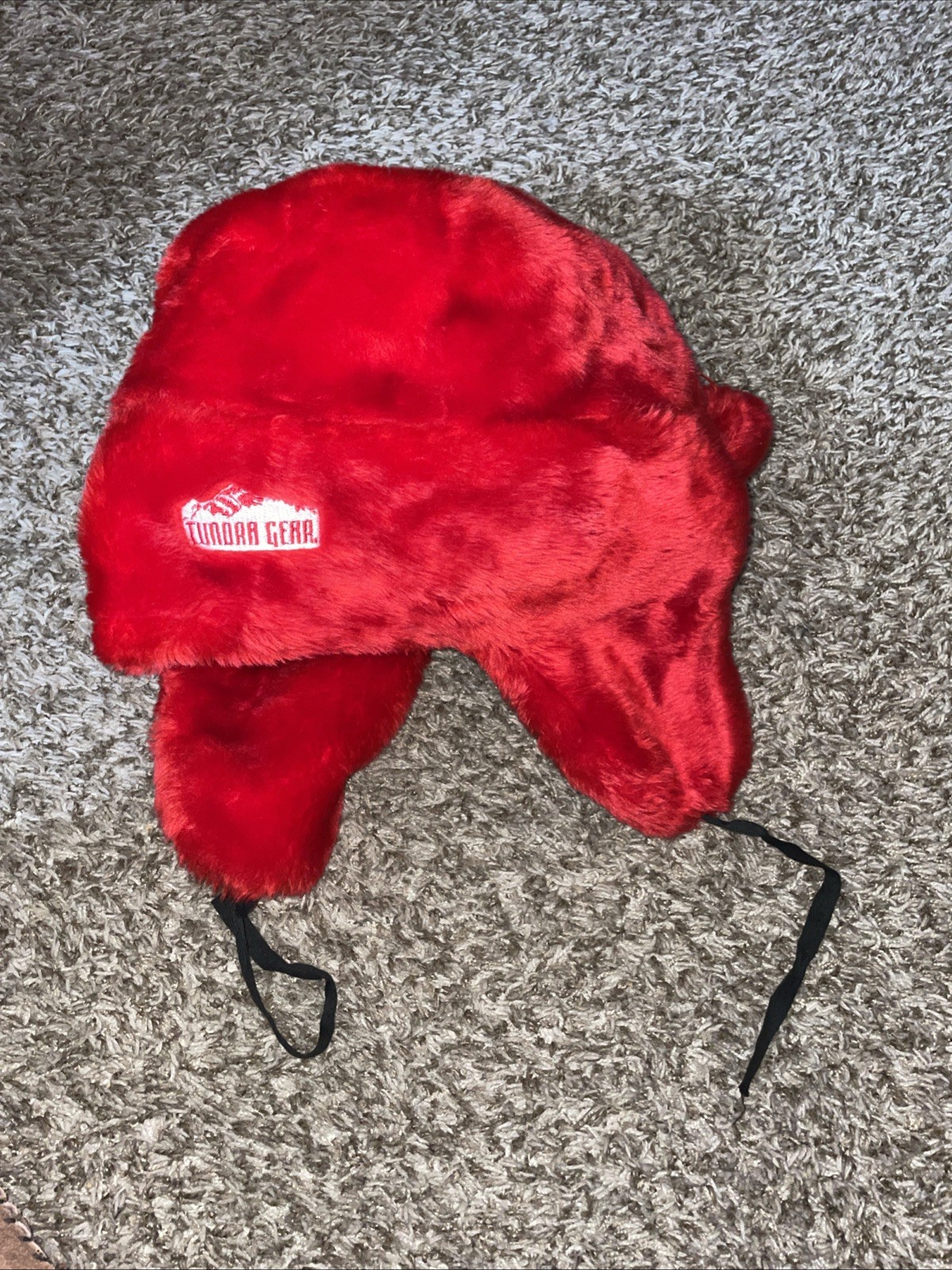 Tundra Gear Hat Faux Fur 100% Acrylic Winter Hat W/ Ears Red Sz 60cm Large Read