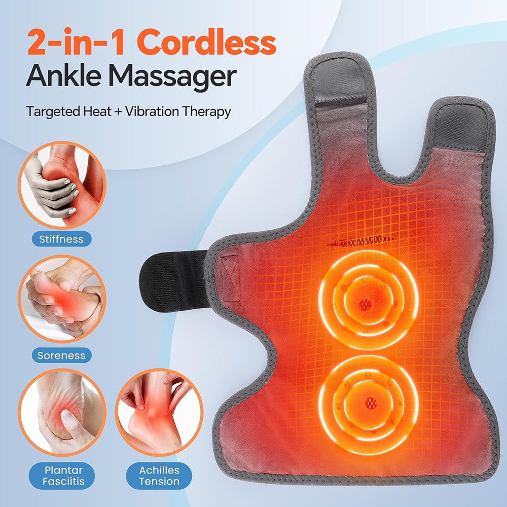 2pcs Electric Foot Ankle Massager Pain Relief 6 Heat Levels, 3 Vibration Modes