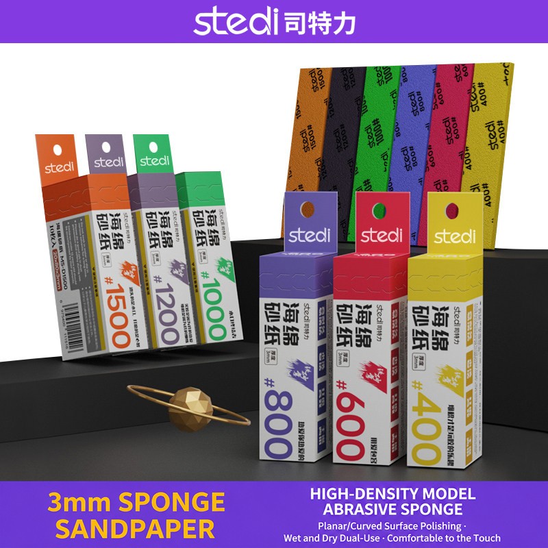 Stedi 3mm Sponge Sandpaper Flexible Sanding / Polishing Model Tool 10pcs/box