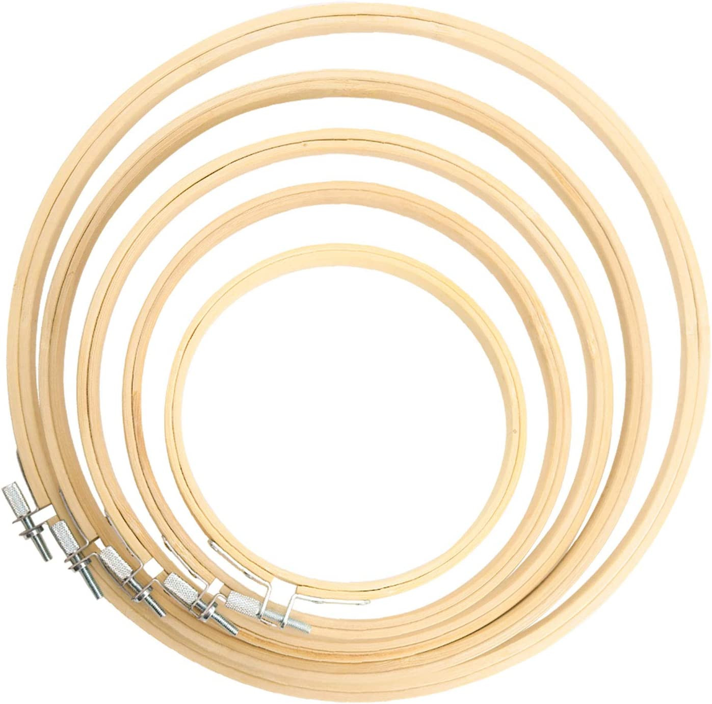 5 Pieces Embroidery Hoops Bamboo Circle Cross Stitch Hoop Ring 5 Inch to 10 Inch