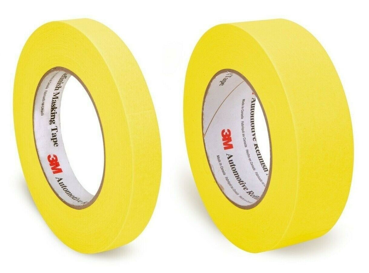 3M One Roll Each 06652 3/4" 06654 1-1/2" Yellow Automotive Refinish Masking Tape