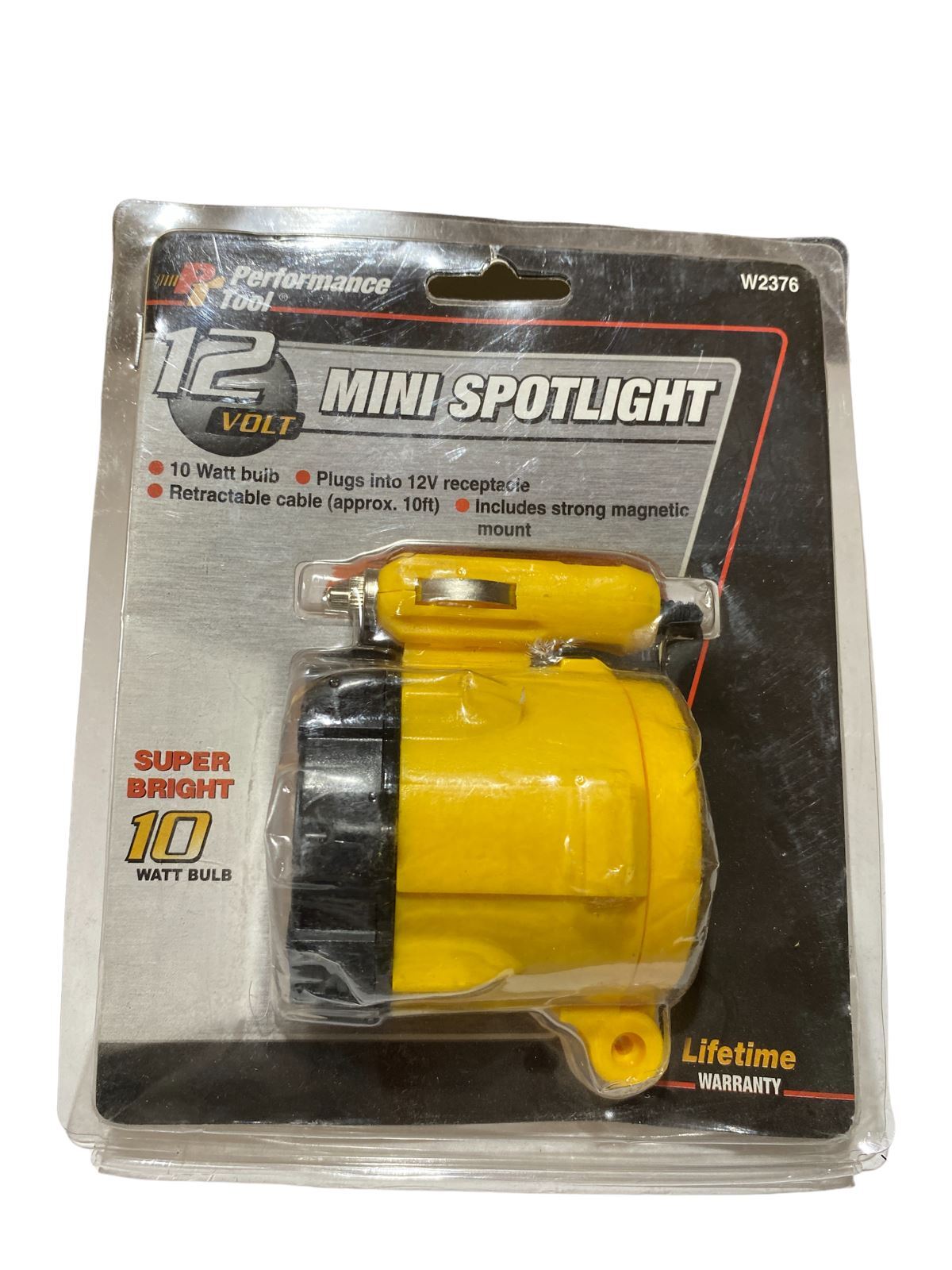 Performance Tool W2376 12 Volt Mini Spotlight /10 Watt Bulb/ Retractable Cable