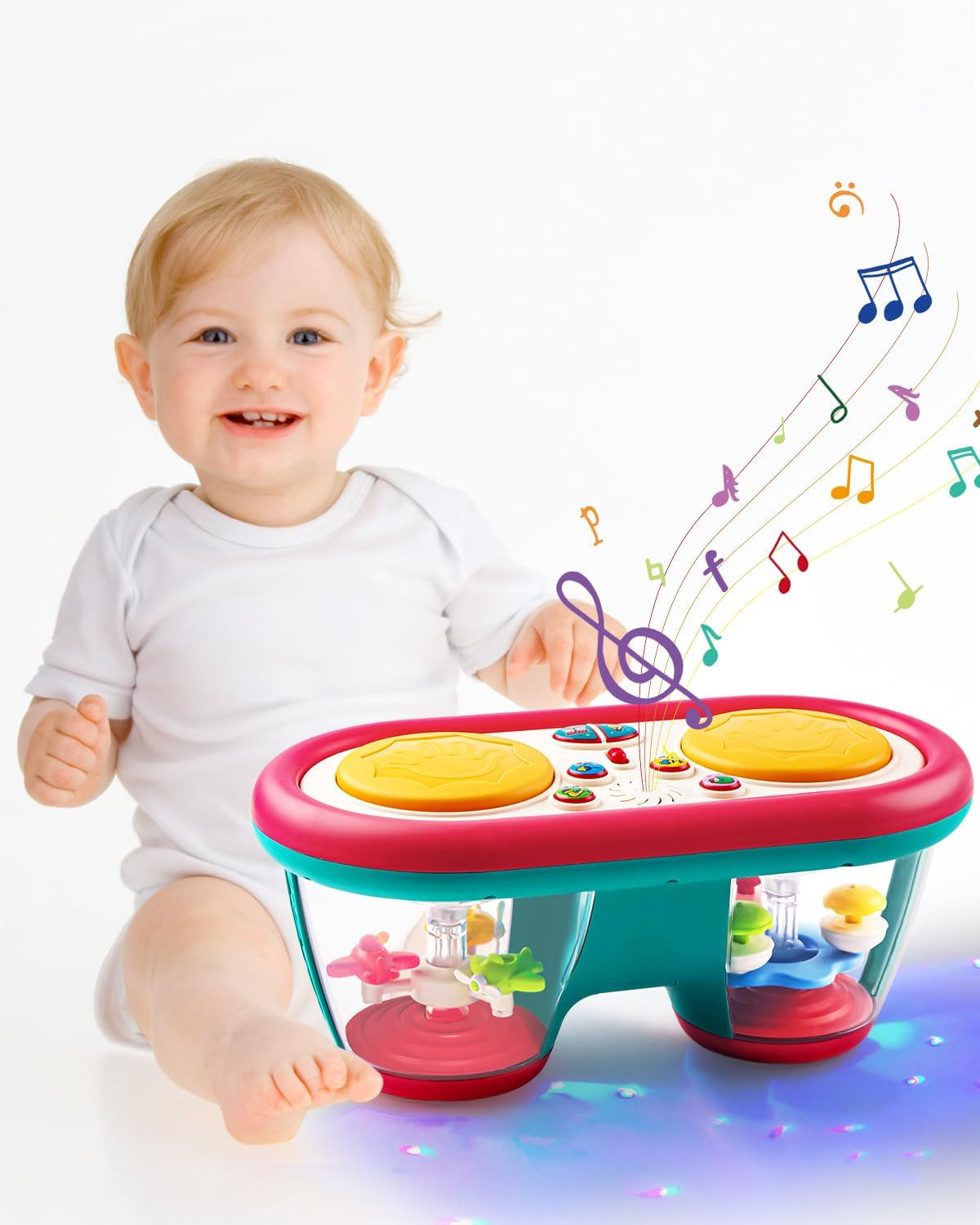 Baby Musical Drum Toy Light Up Crawling Walker 6-18M Sensory Learning Blue