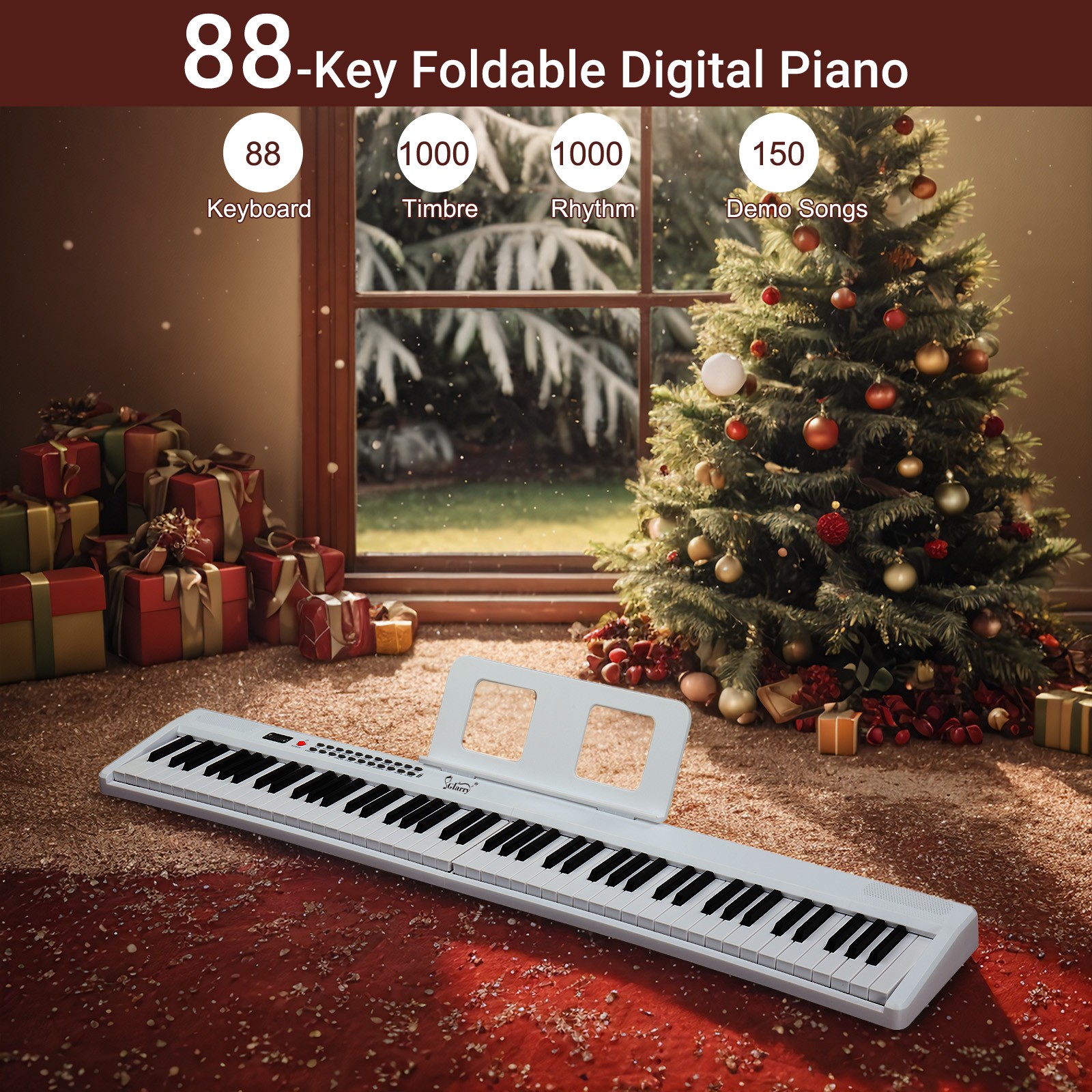 Glarry Fold 88-Key Digital Piano Semi-Weighted Electronic Keyboard Beginner Kit
