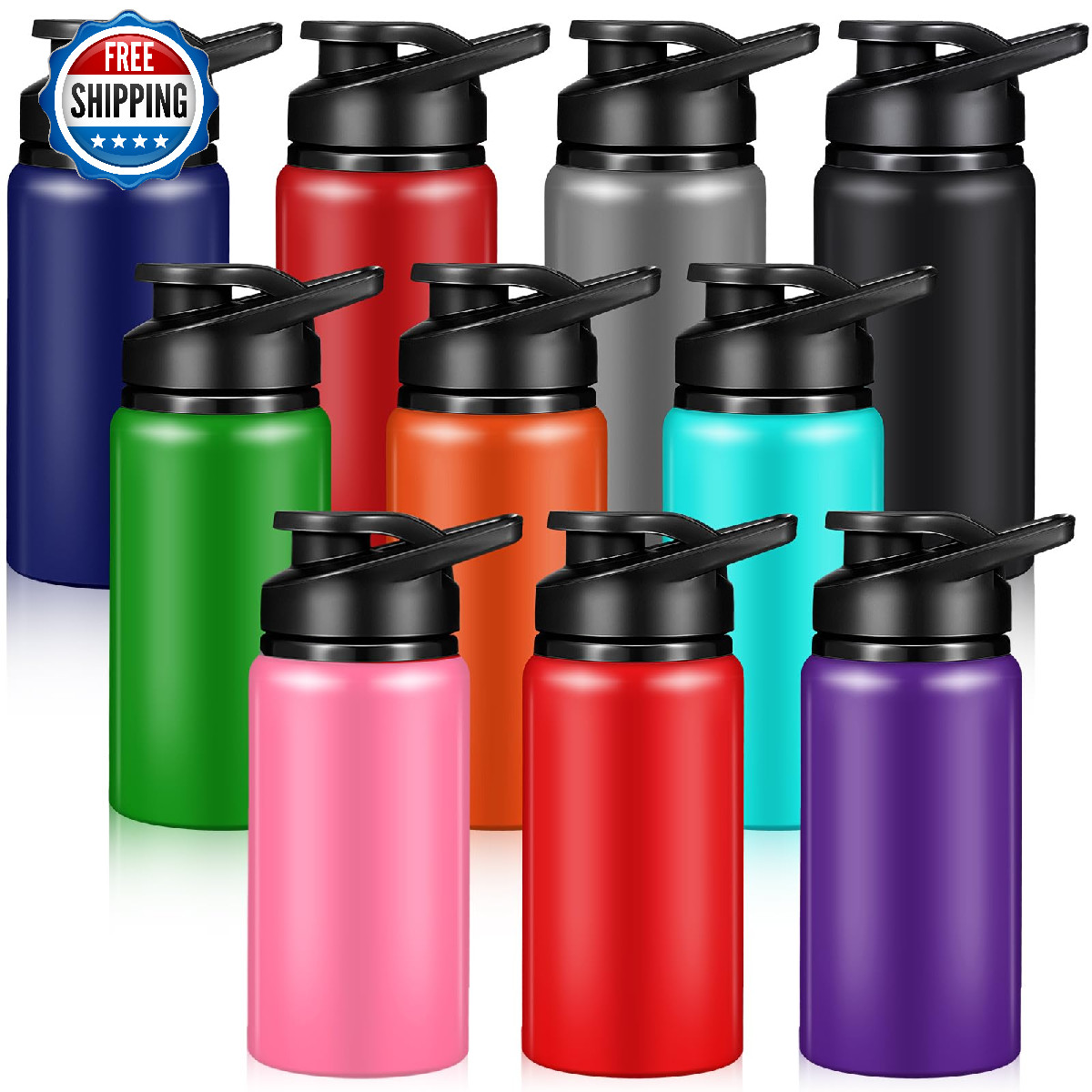 Mimorou 10 Pack Reusable Aluminum Water Bottles Bulk Multicolor Outdoor Sports