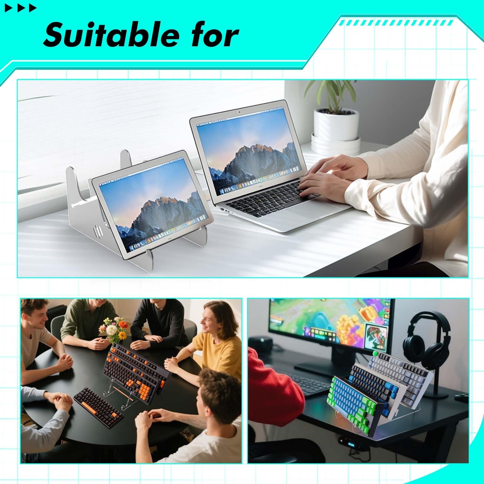 SaisaiTan Acrylic Keyboard Display Stand Holder Mechanical Computer clear