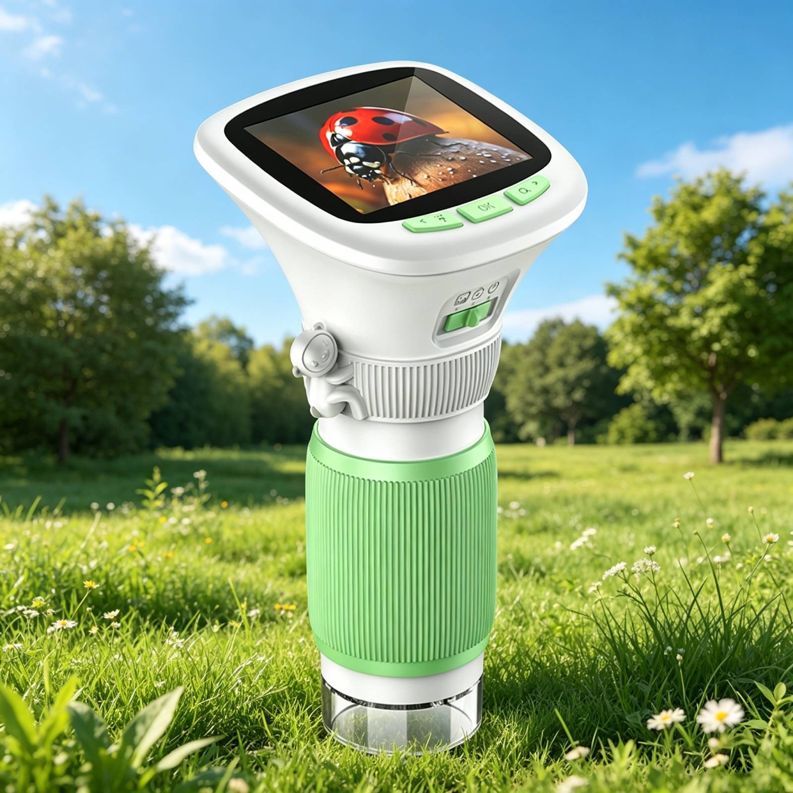 200-1000X Recordable Kids Microscope Photo & Video 2.4"IPS Screen for Kid 3-11