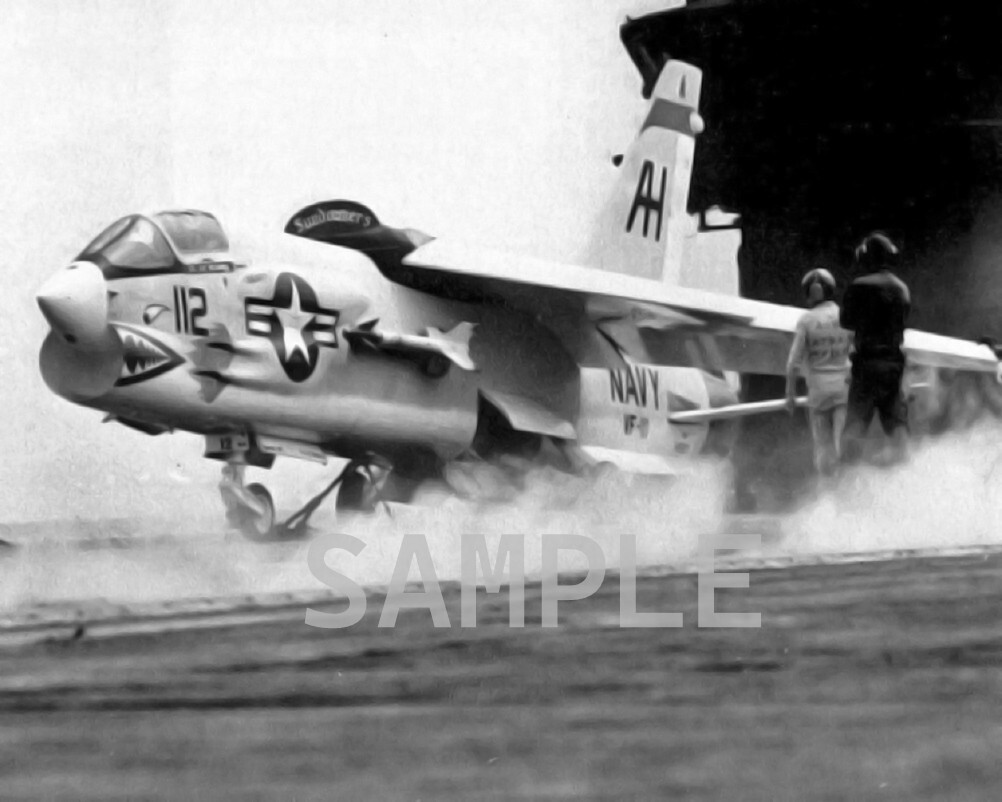 US Navy Vought F-8 Crusader "Sundowners" USS Oriskany 8x10 Vietnam War Photo 777