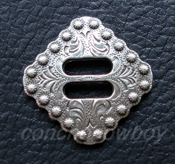 WESTERN HORSE TACK LEATHER CRAFT ANTIQUE BERRY DIAMOND SLOTTED CONCHO 1-1/2"