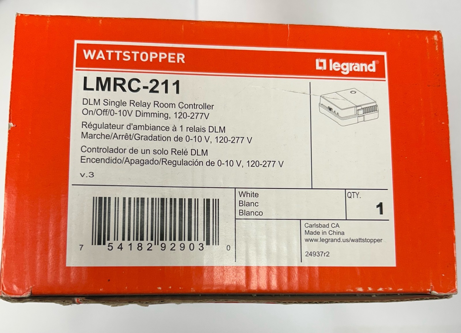 Wattstopper LMRC-211 - DLM Room Controller, 1 Relay, 0-10V Dimming