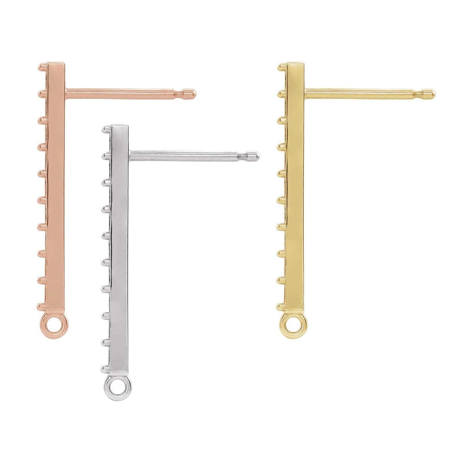 10K 14K 18K Gold, Platinum & Silver Earring Top 1.5 mm Round Bar