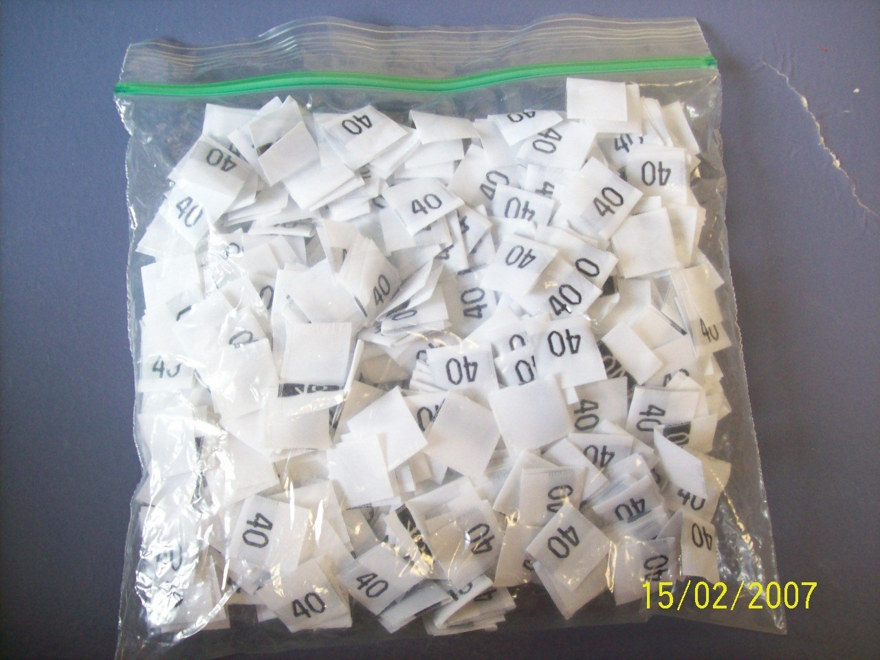 40 Fourty Clothing Size Tag label Qty 500 New