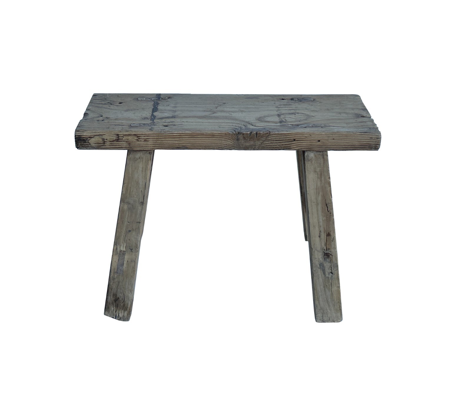 Rustic Raw Rough Wood Grain Rectangle Slim Stool Bench Side Table JK331