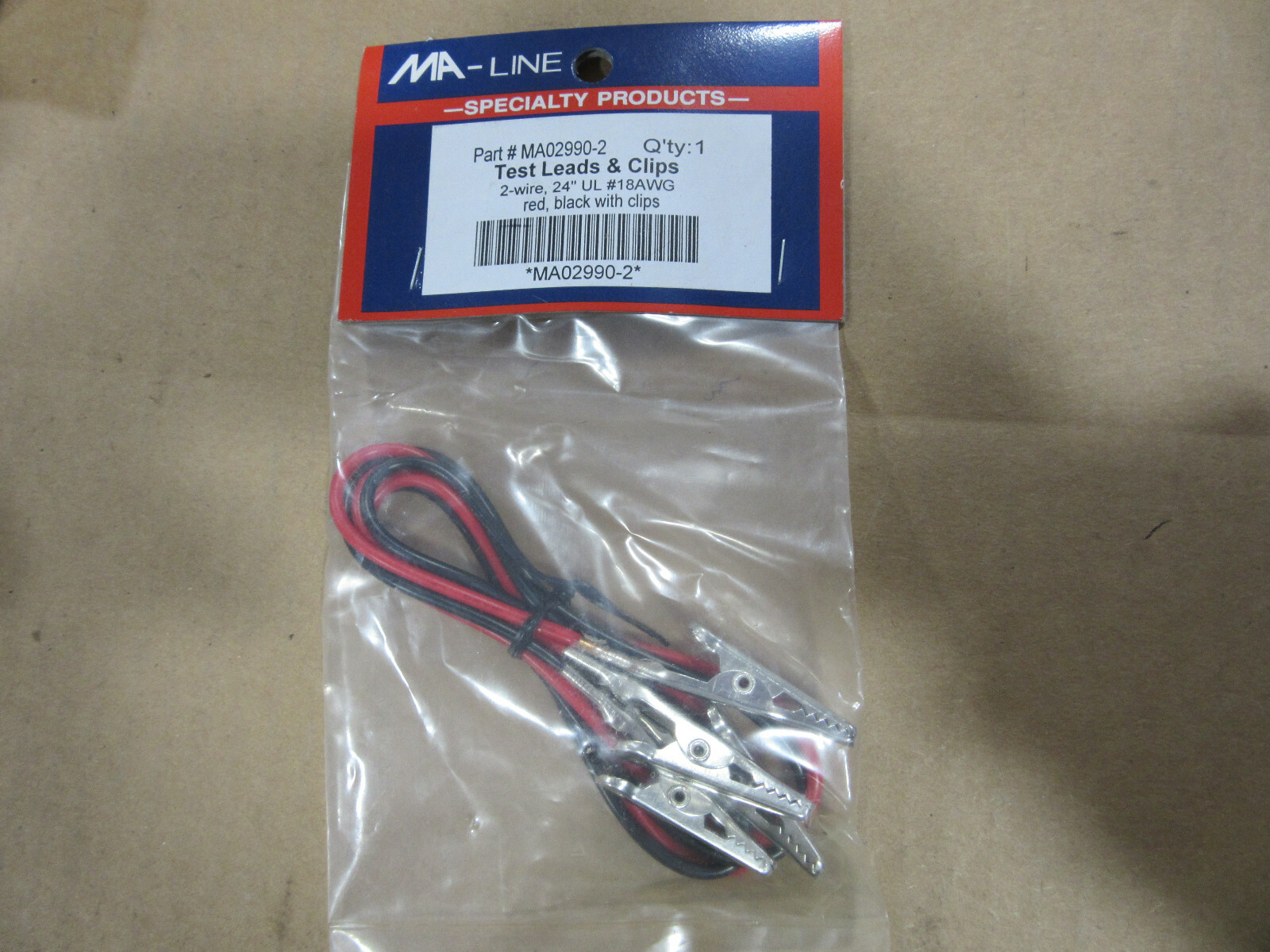 Ma-Line MA02990-2 Test Leads & Clips 24" Red & Black NEW!!!