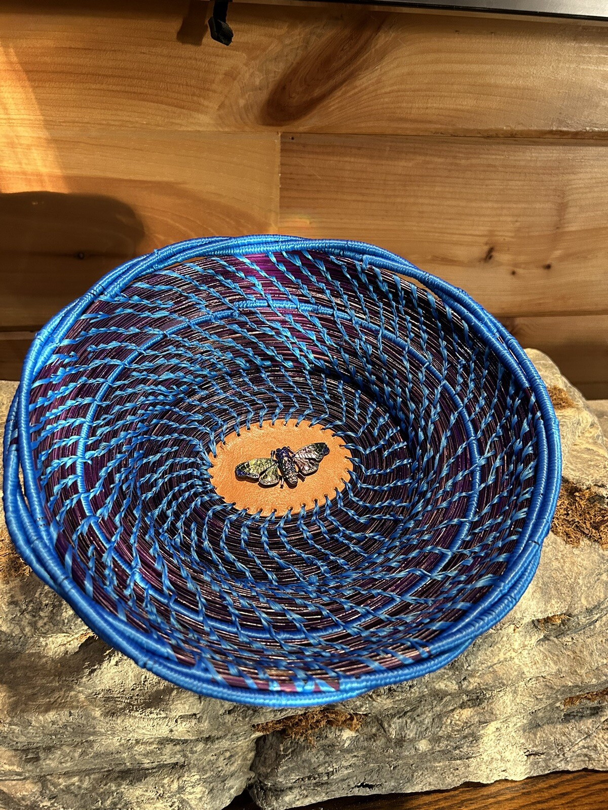 Stunning Blue Pine Needle Basket