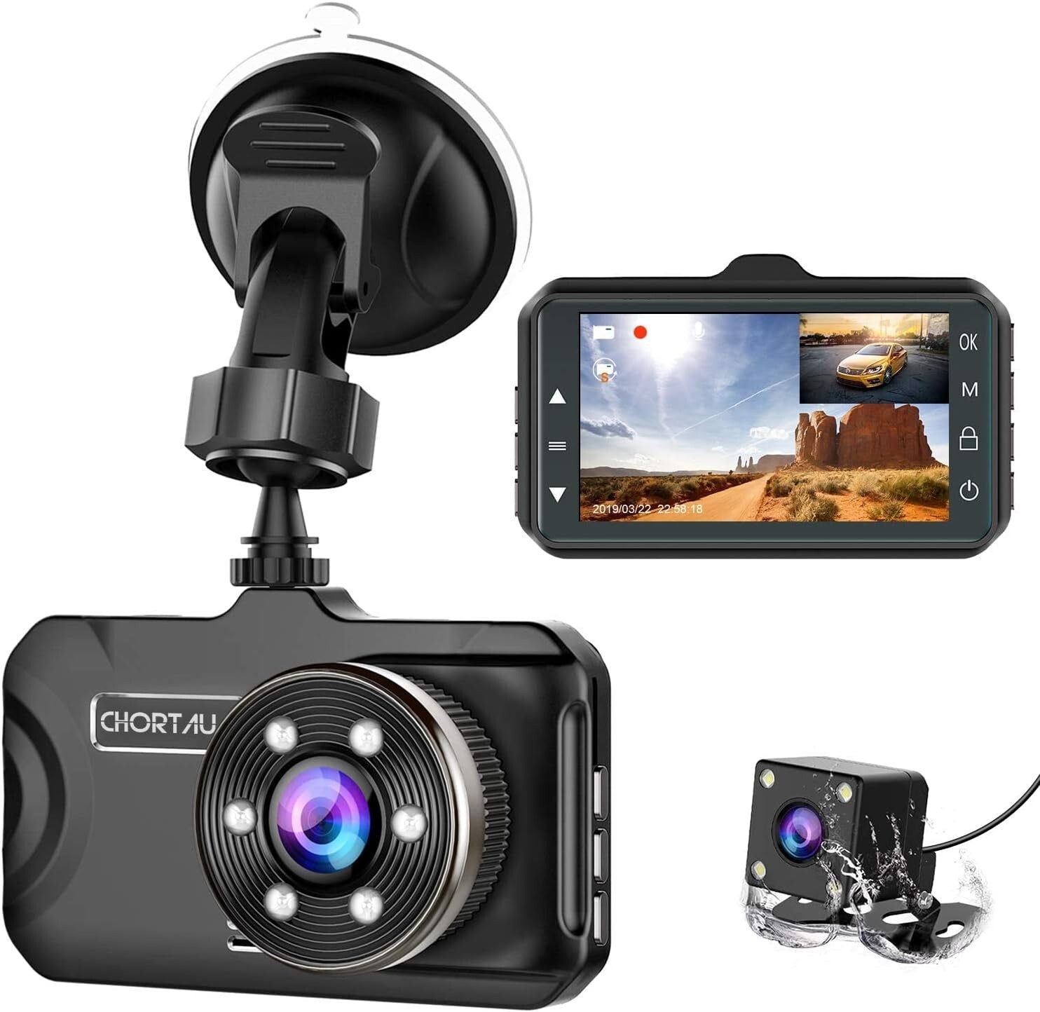 HD Dash Cam - High-Quality Car Camera with Night Vision - Front and rear cameras