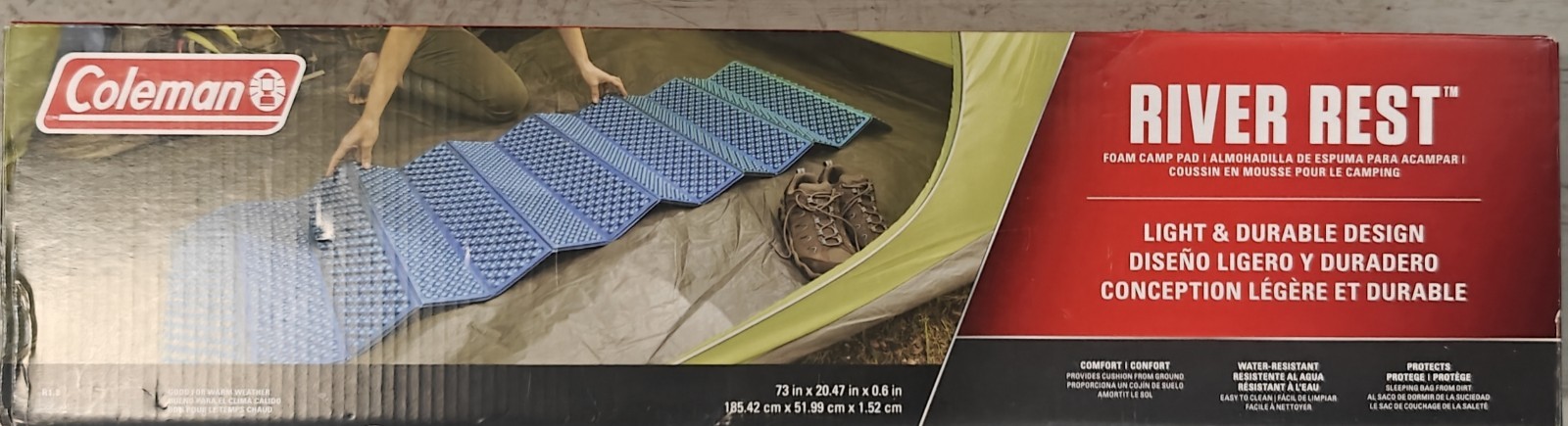 River Rest Lightweight Folding Foam Camping Sleeping Pad, 73 x 23 x 0.6