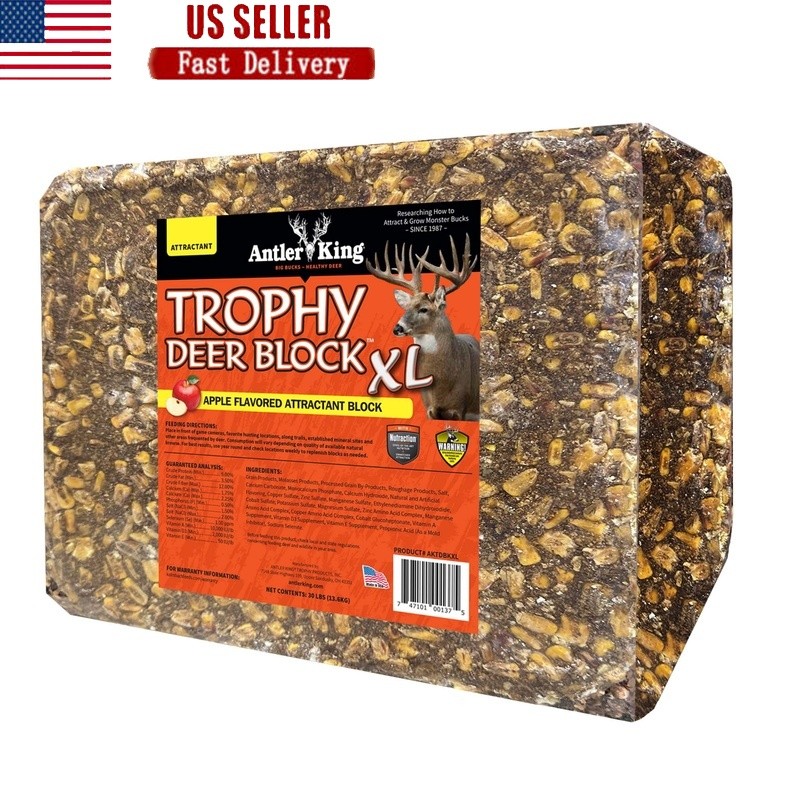 Trophy Deer Block XL Sweet Apple Flavor Attractant Protein Fat 30lb Game Feed US