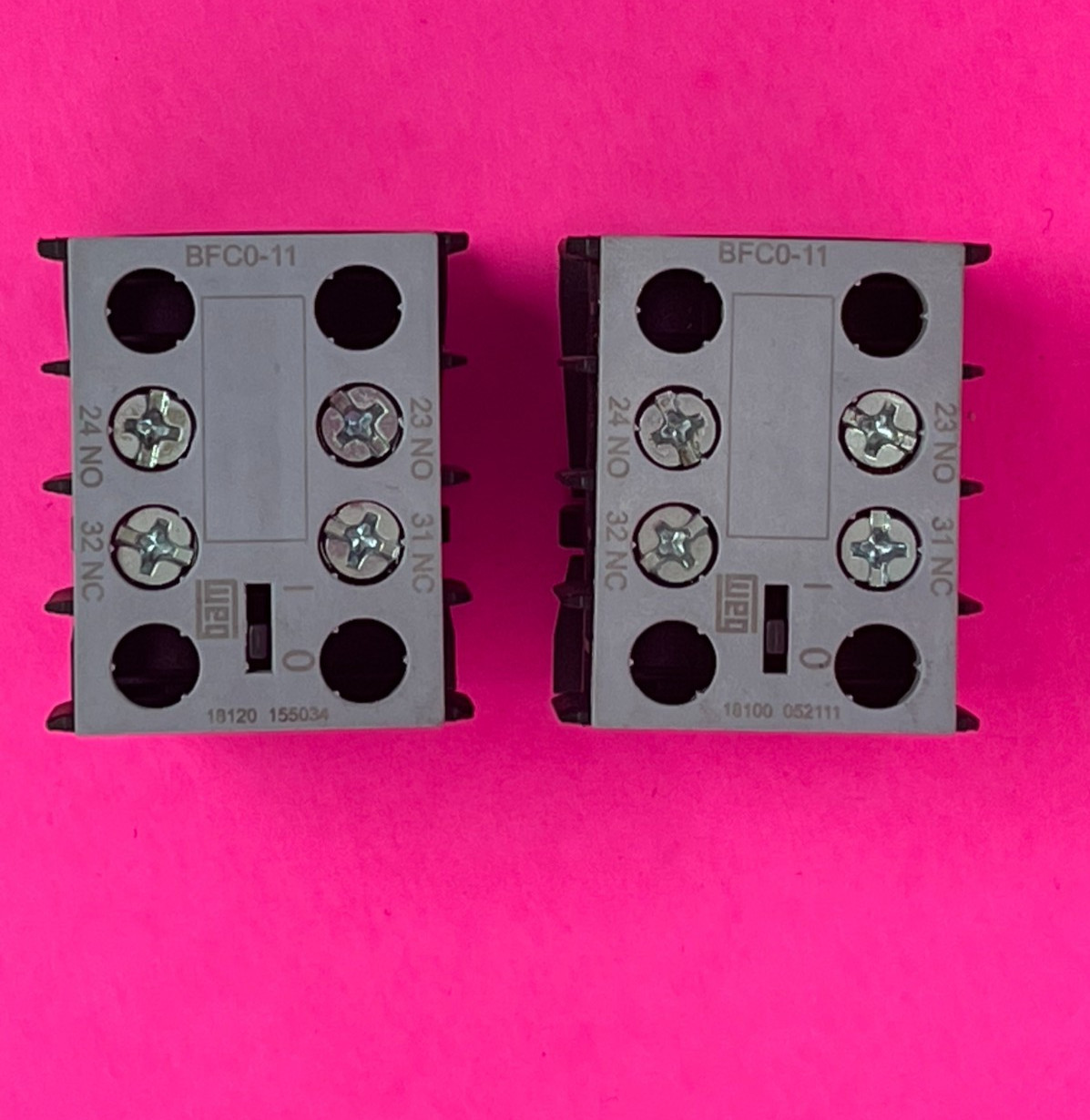 NEW Weg BFC0-11 Auxiliary Contact Block, Front Mount, 1NO/ 1NC, 3P [Lot of 2]