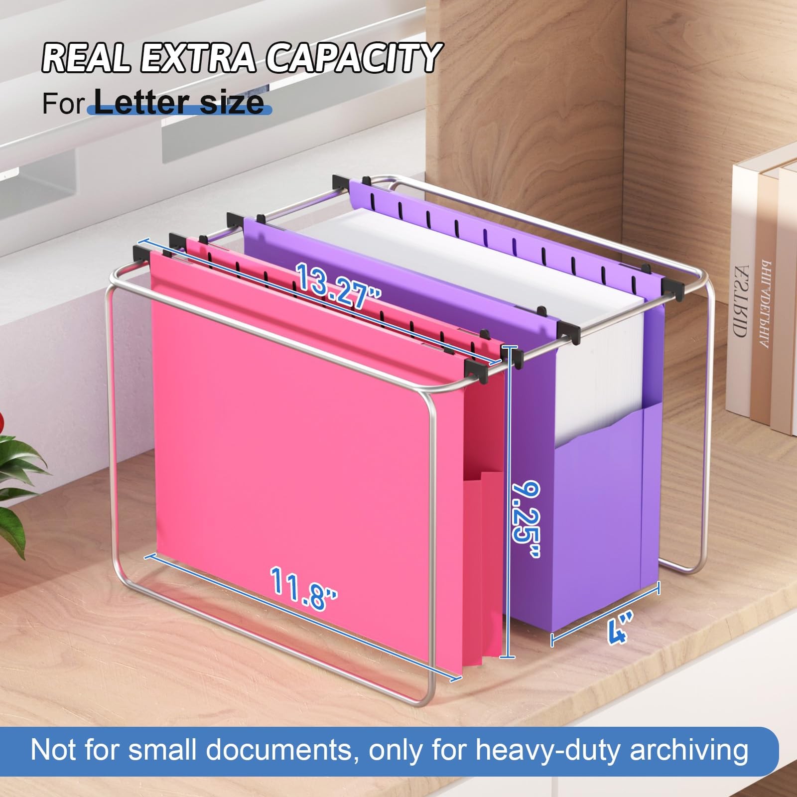 NORDUN Plastic Extra Capacity Hanging File Folders,6 Pack Assorted Color