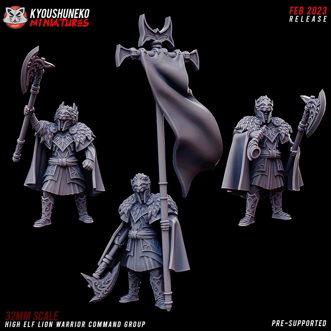 High Elf White Lion Command Group - Resin Tabletop Miniature