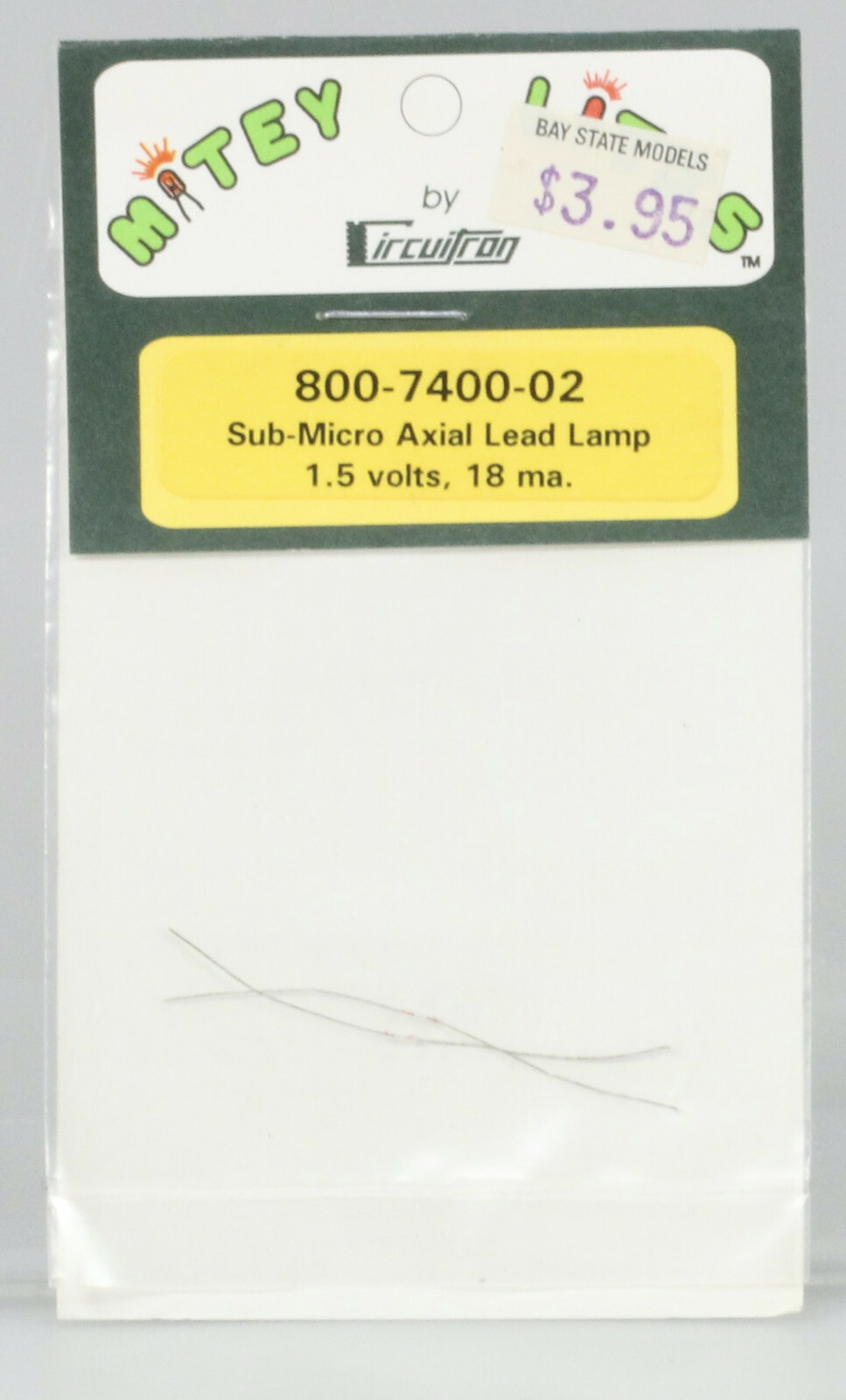 Circuitron Mitey Lites Sub Micro Axial Lead 1.5 volt Lamp, New in Package of 2