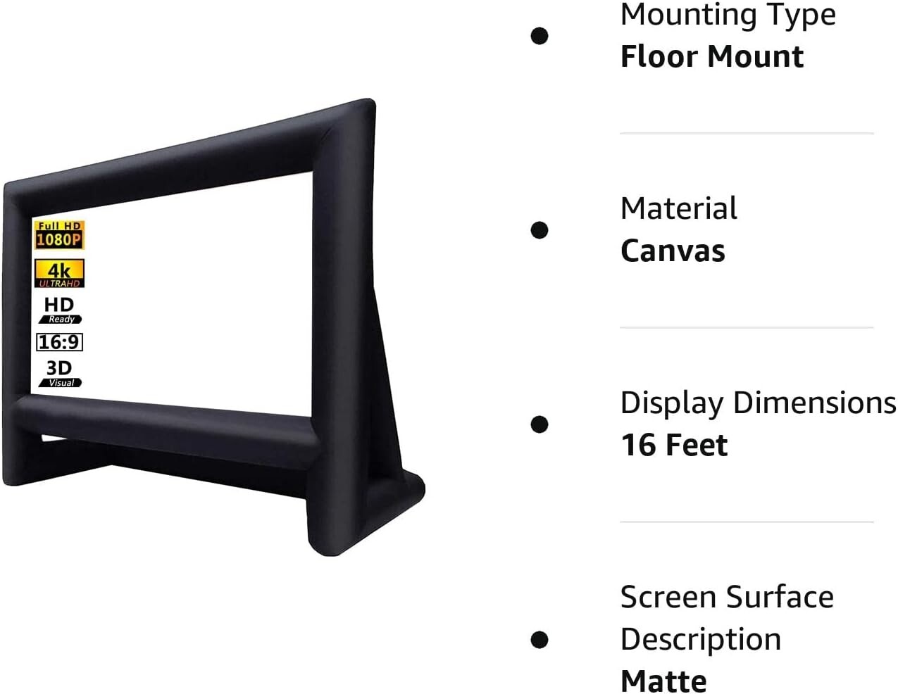 Outdoor Projector Screen - 16ft Inflatable Movie Screen - Front/Rear Projection