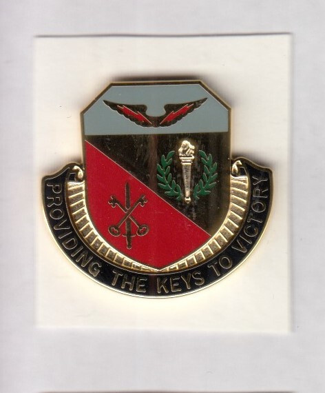 US Army 201st Support Bn Quartermaster QM Supply crest DUI badge I-21 clutchback