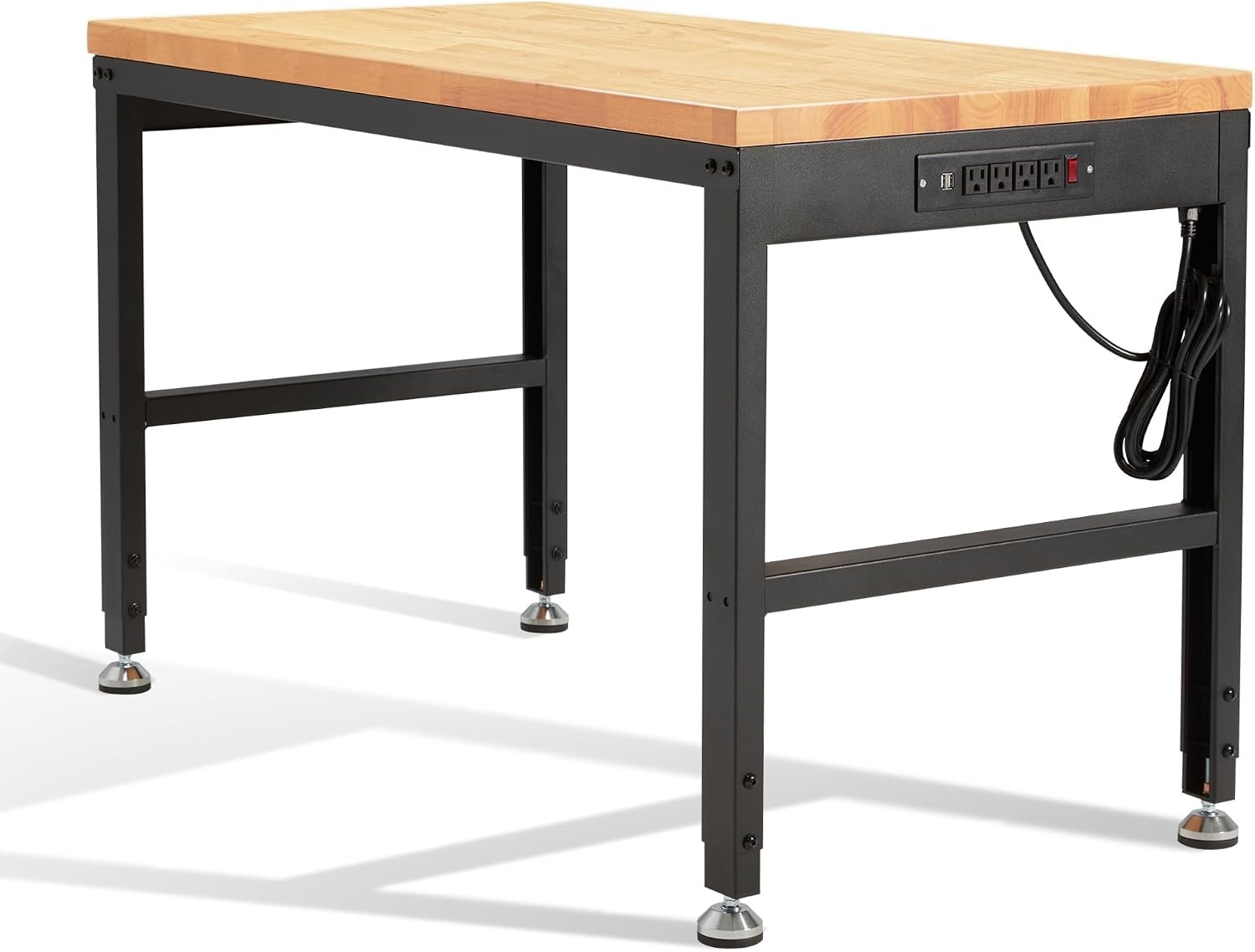 Height Adjustable Workbench 48"x 24" 2000 Lbs Capacity Solid Wood Work Station