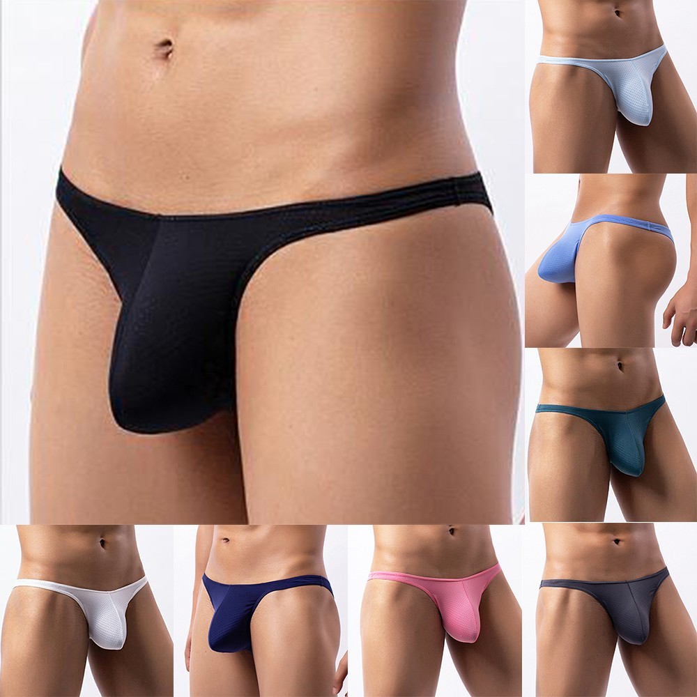 Men Briefs Thong Underpants Underwear T-back Bikini Low-rise Sexy Breathable