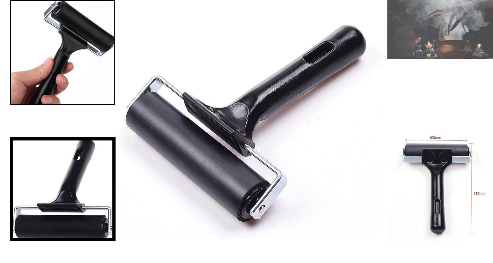 Lightweight 4-Inch Rubber Brayer Roller for Precision Printing & Crafting