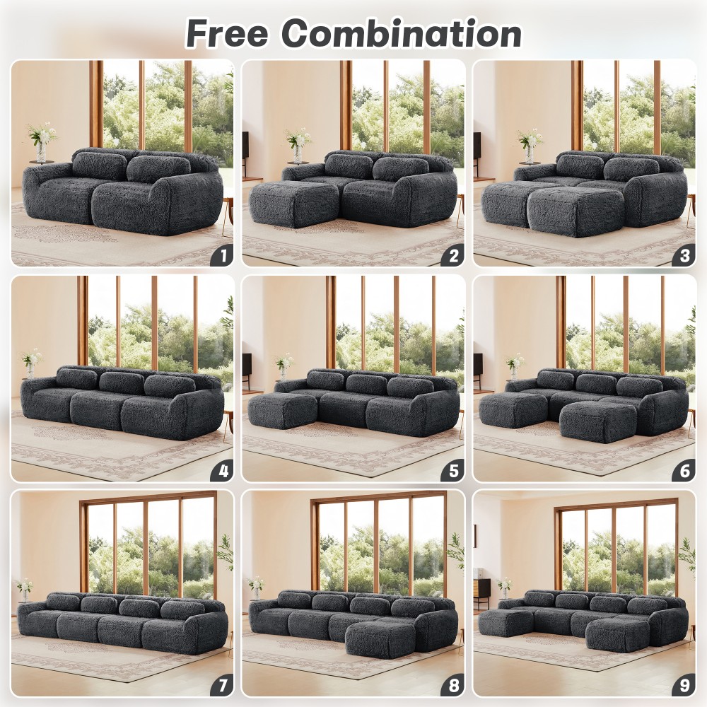 Modular Sectional Sofa Couches 32D High Density Sponge Required Ergonomic Design