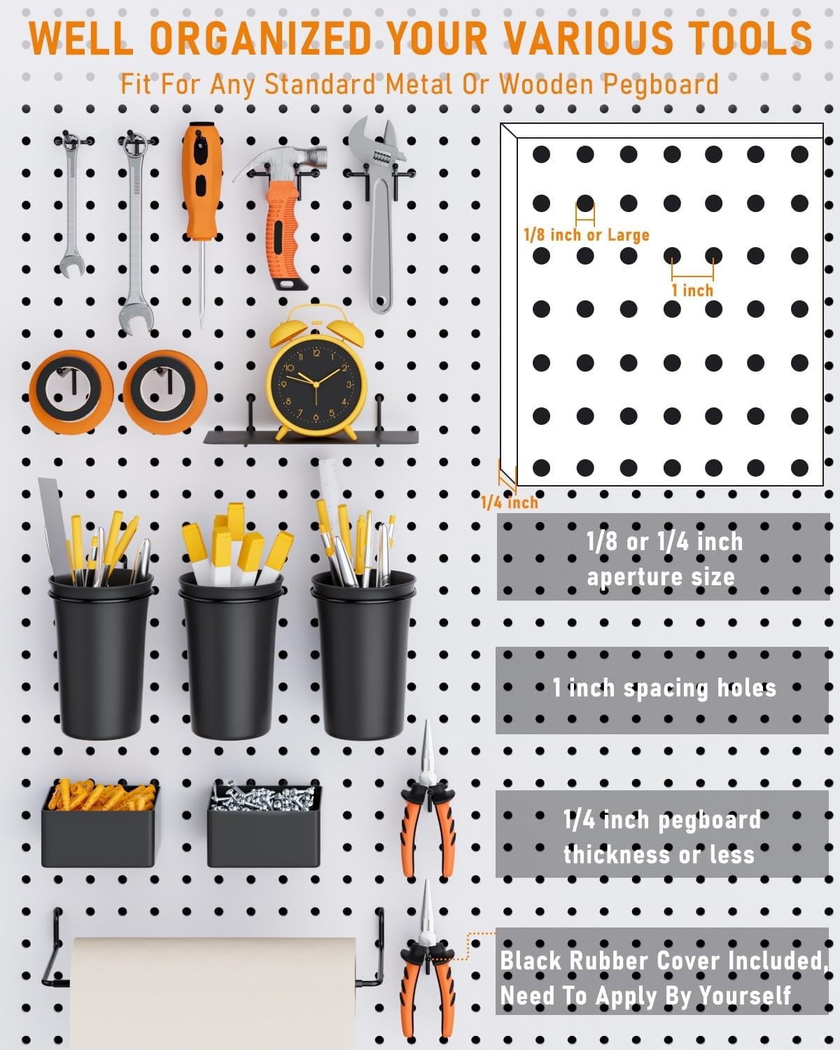 Versatile Pegboard Hooks and Baskets Set - 30 Pieces for Craft and Tool Storage