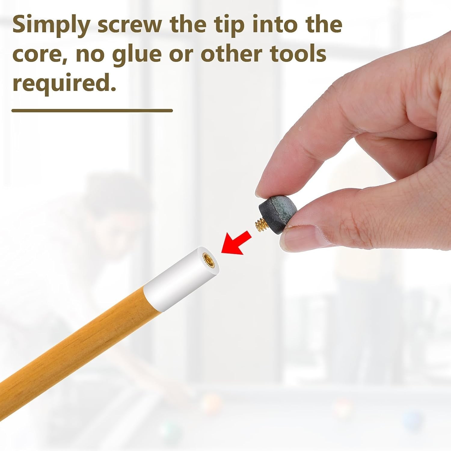 Gray Pool Cue Tip Replacement Set - 10 Durable Leather Tips Included