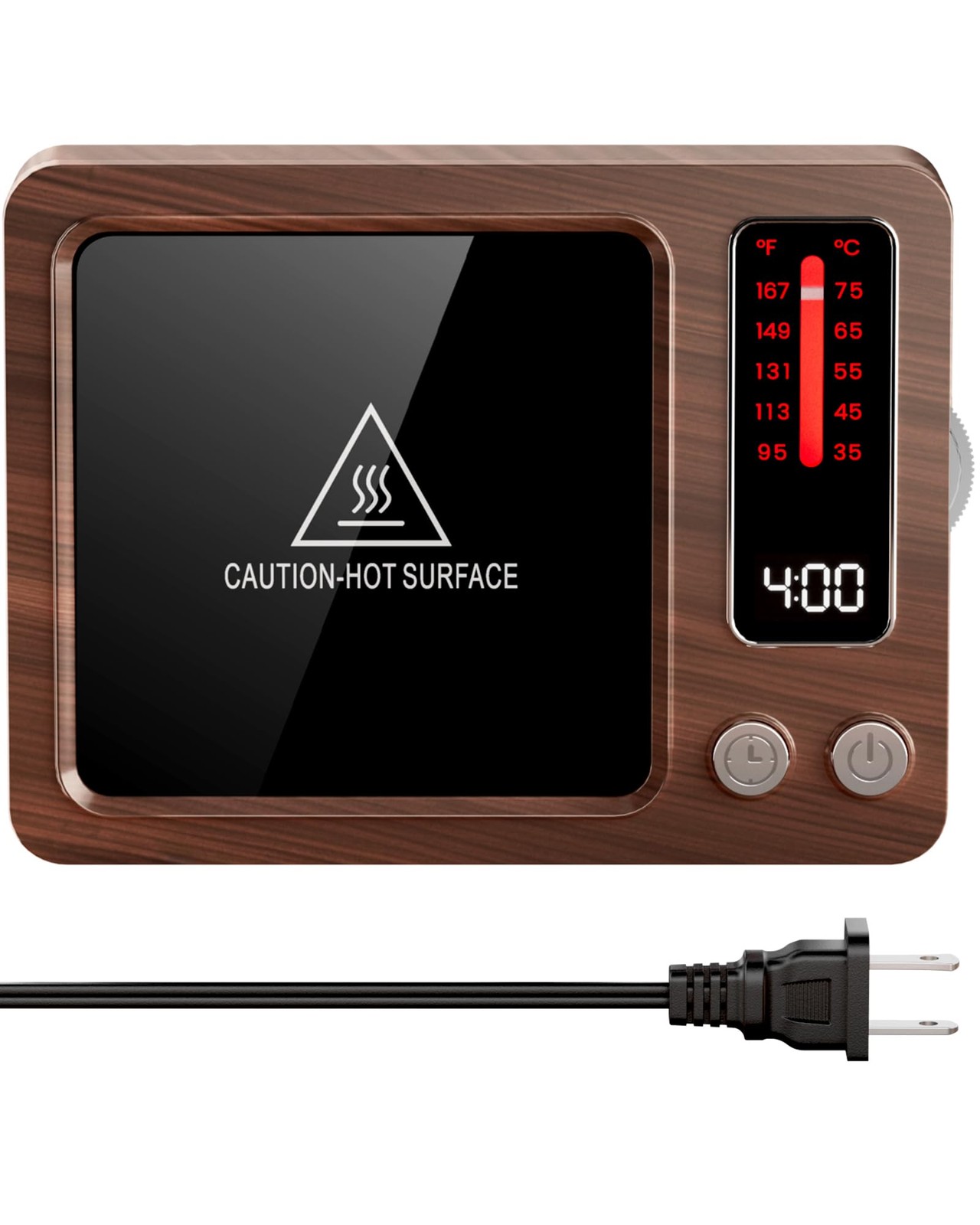 Gaiatop Coffee Mug Warmer, 36W Fast Heating, 5 Temp Settings, 0.5-9H Wood