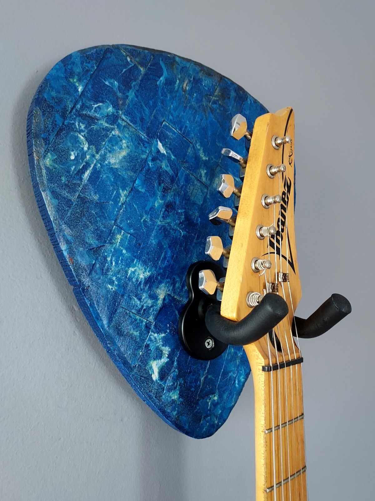 Guitar Pick, Guitar Wall Hanger, Guitar Wall Mount, Painted Pine, 2- Sided