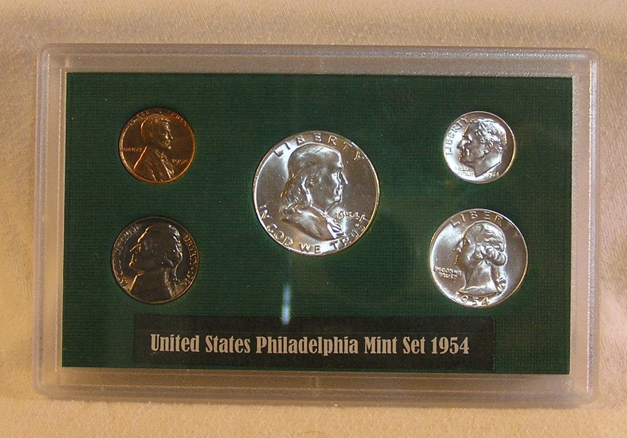 1954 P Phildelphia Mint Set Uncirculated with 3 Silver Coins out of 5