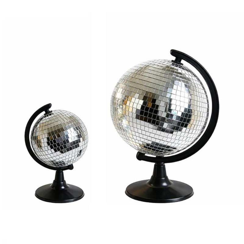Disco Ball Globe Statues Tabletop Decorations Mirror Disco Ball Globe Sculpture